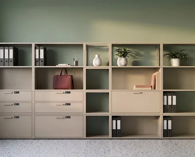 Room divider with combination locks in grey-beige