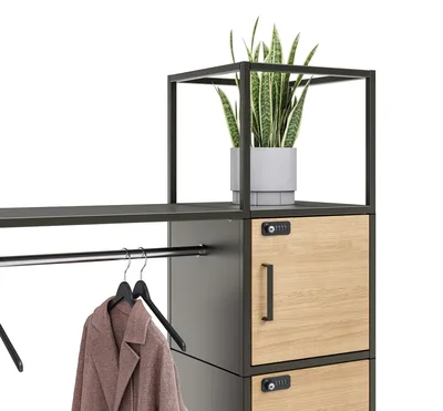 Embru Garderobe Quarzgrau Holzimitat close